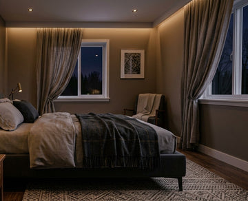 Ruhiges Schlafzimmer am Abend, Stimmungsbild bei der Auswahl der besten Nasenpflaster für einen erholsamen Schlaf