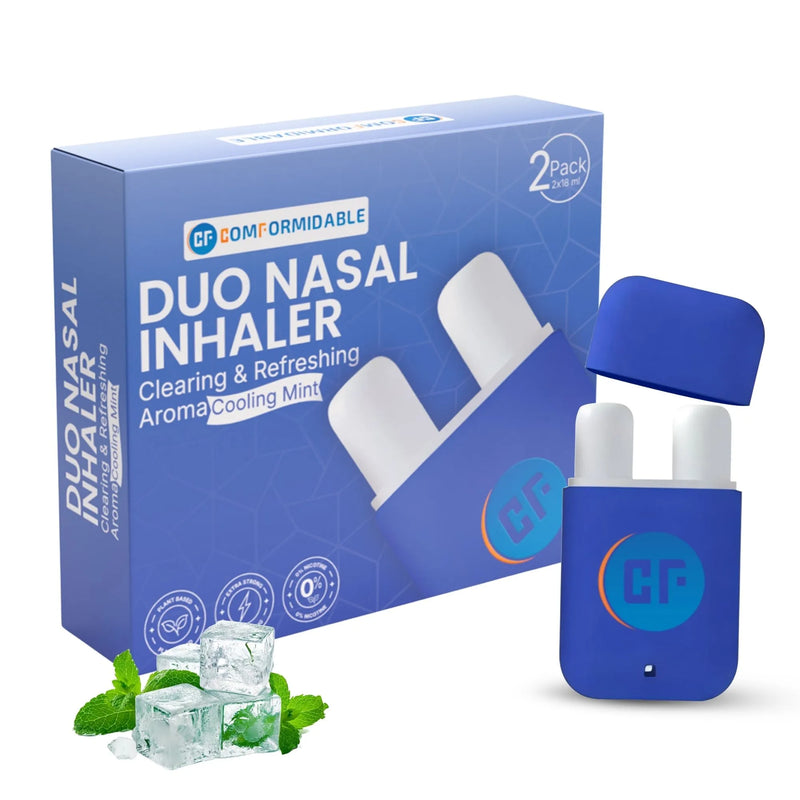 Verpakking van de Comformidable Duo Nasal Inhaler met menthol en essentiële oliën
