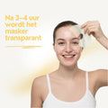 collagen-mask-wordt-transparant-na-4-uur.jpg: Kollagenmaske, die nach drei bis vier Stunden Tragen auf der Haut durchsichtig wird.