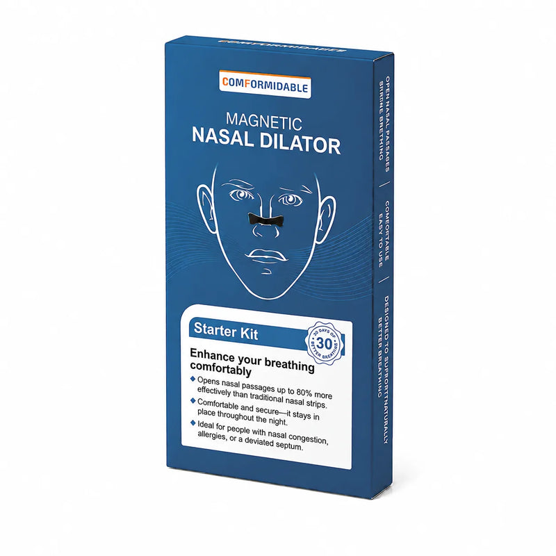 Schrägansicht der Verpackung des Comformidable Magnetic Nasal Dilator Starterkits.