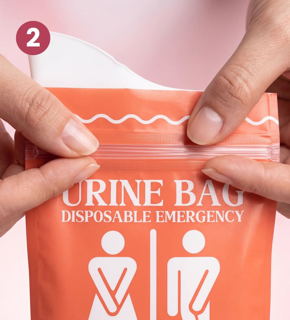 Schritt 2: Der Druckverschluss des Urinbeutels wird zugedrückt
