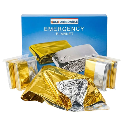 Comformidable Rettungsdecke 6 Stück: Box mit doppelseitigen gold-silbernen Notfalldecken
