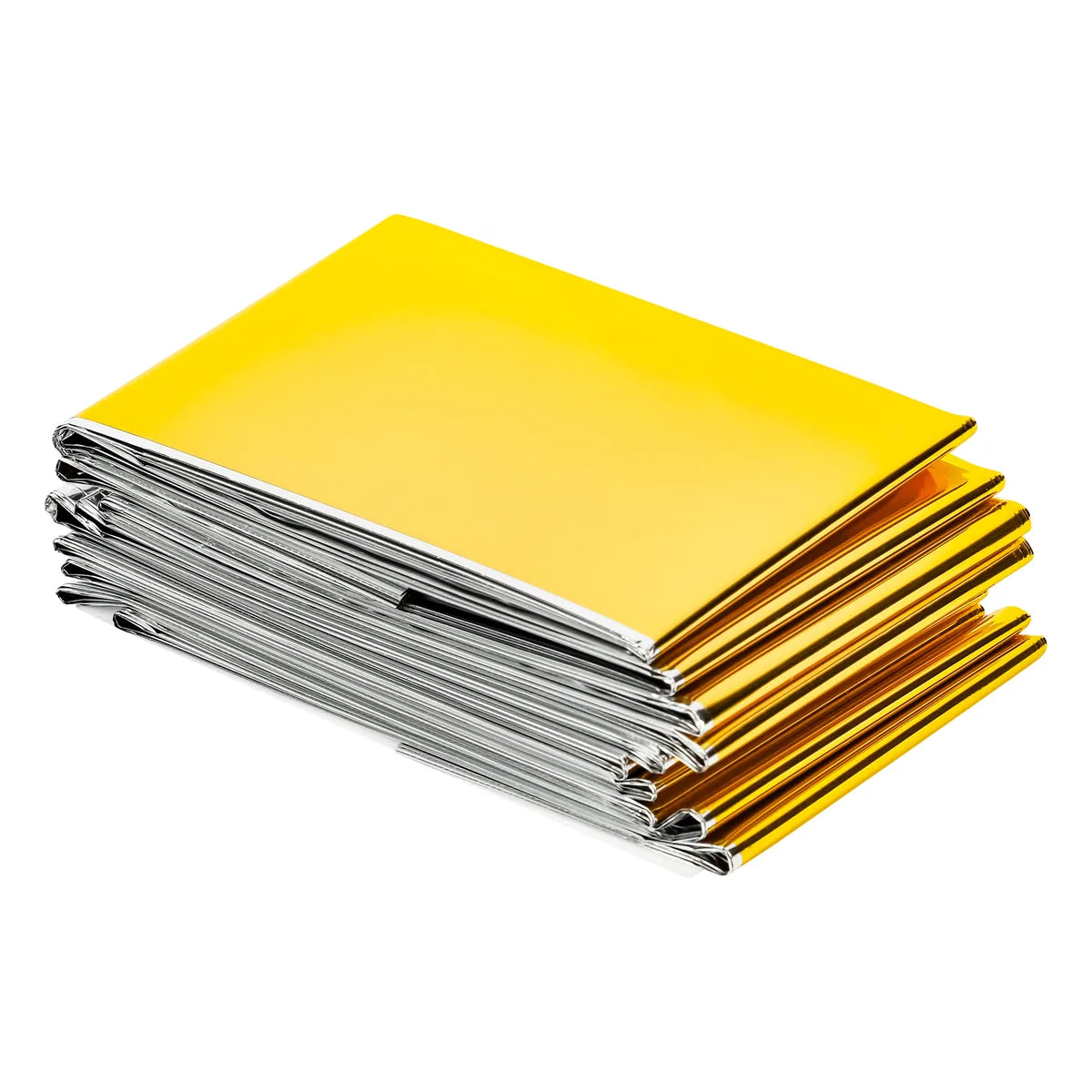 Gefaltete doppelseitige Rettungsdecken, gold und silber