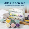 Comformidable shower steamers set met 6 unieke geuren twee tabletten van elke geur in één verpakking